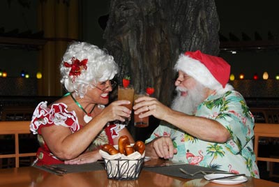 Santa and Mrs. Claus Ready for Supper at the Garden Grove Restaurant