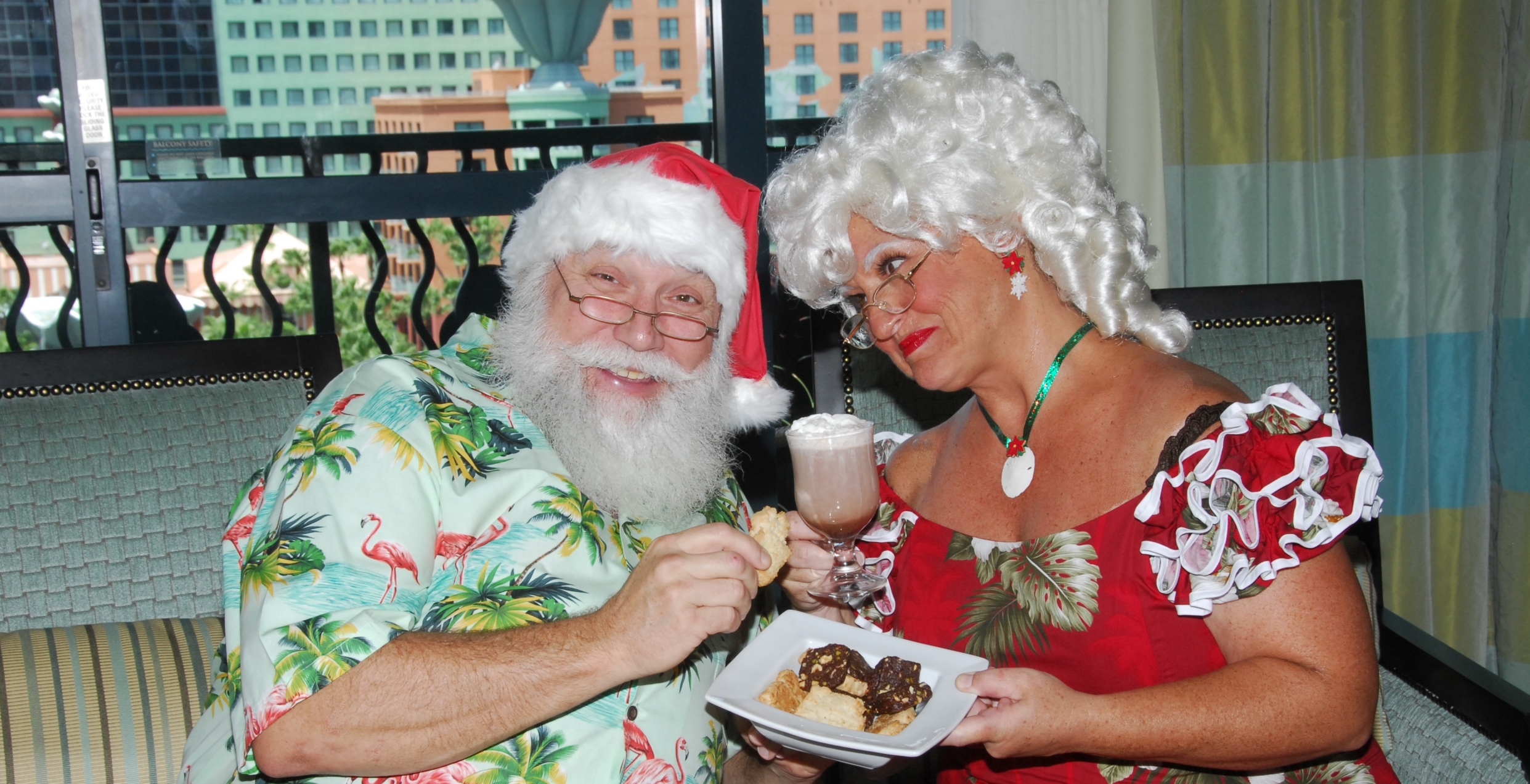 Santa and Mrs. Claus enjoying a little snack