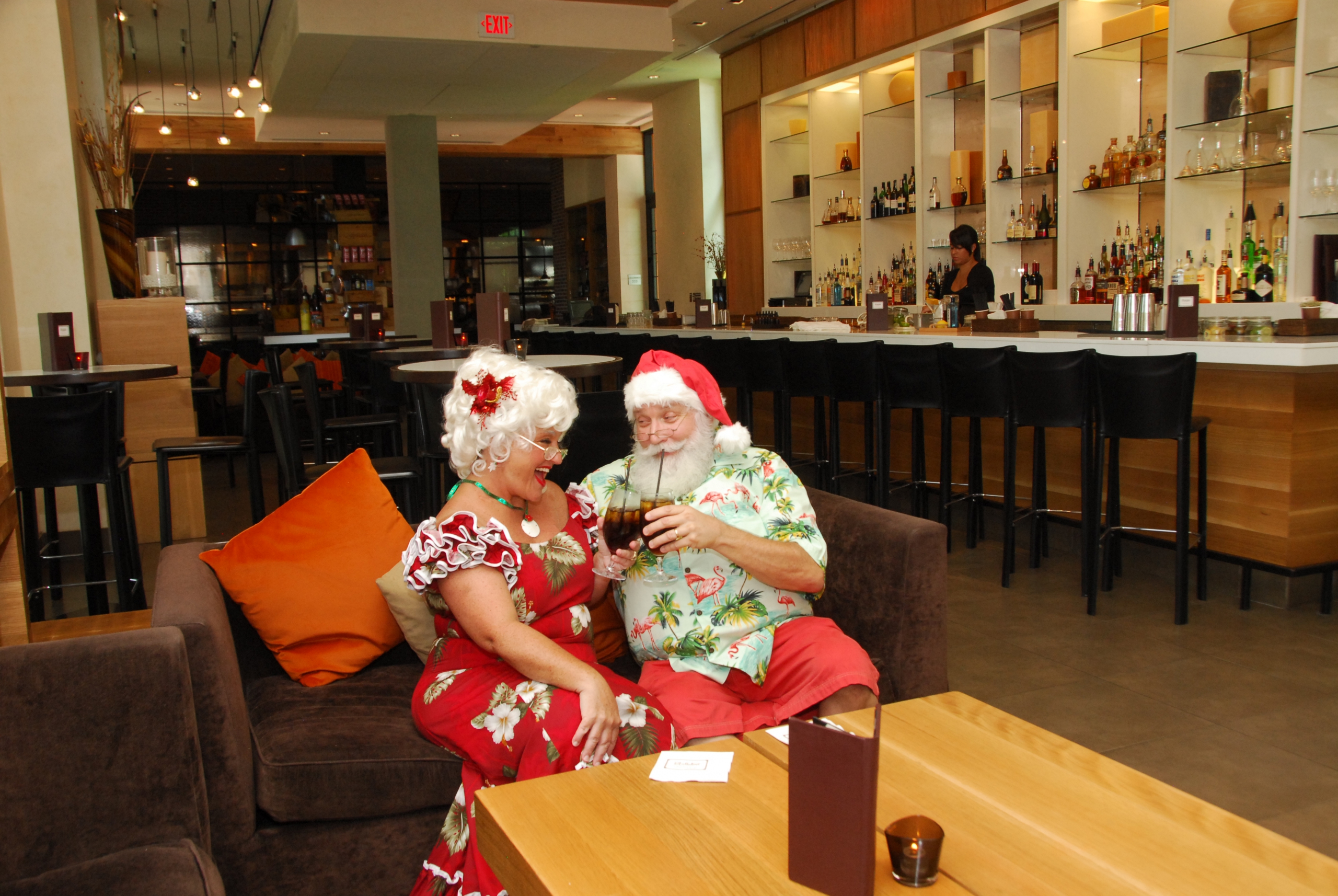 Santa and Mrs. Claus Enjoying a Refreshing Drink at Il Mulino at the Walt Disney World Swan Resort