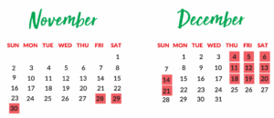 Santa Visiting Dates for 2025 - November 28-30 and December 4-6, 11-14, and 18-21