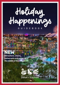 The front cover of the Holiday Happenings guidebook.